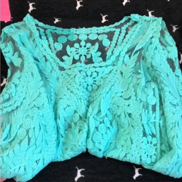 Mint floral sheer top - Picture 7 of 9